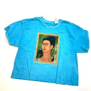 NWT! Frida Kahlo Self Portrait With Monkey Tee Sz:L Turquoise